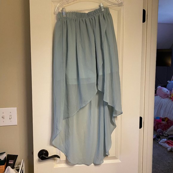 Teal Flowy High Low Skirt - Picture 2 of 3